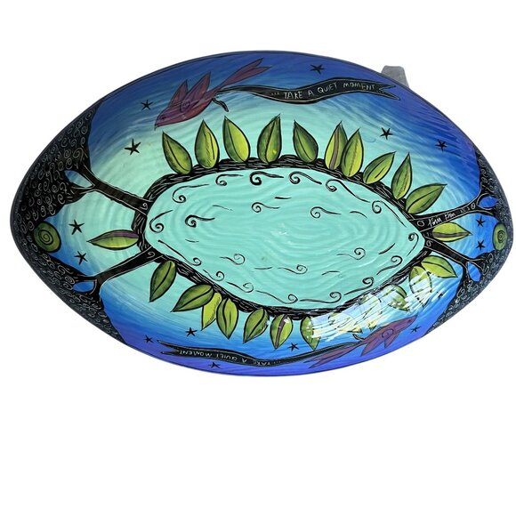 Terri Kern Vintage Handmade Moon Star Night Oval Serving Platter Bowl 14" Signed - Picture 8 of 16